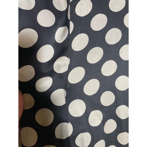 Black White Polka Dot Silk Dress Sleeveless Knee Length Tie Waist Saks Size 6 - Picture 10 of 12